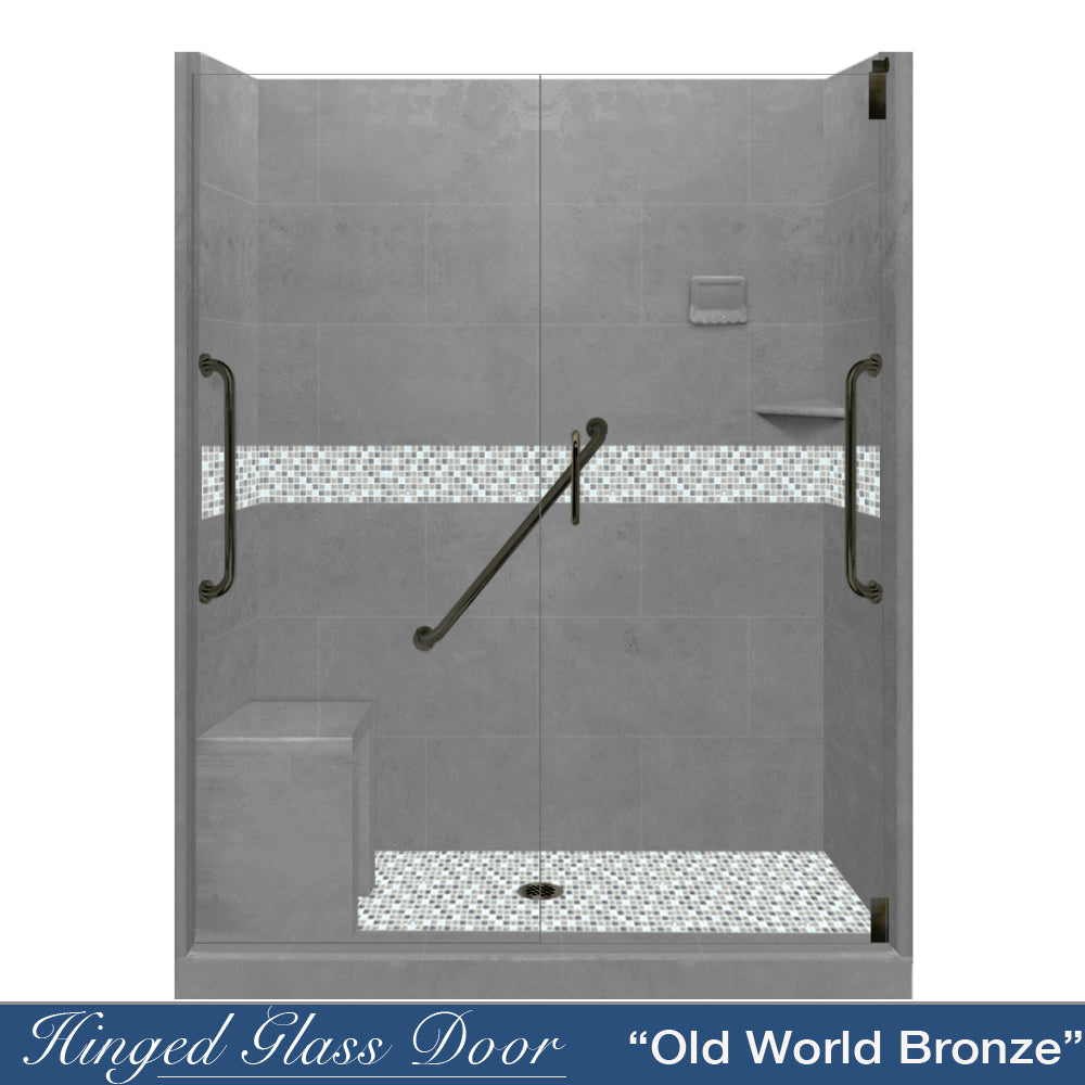 Freedom Standard Del Mar Mosaic Wet Cement 60" Alcove Shower Kit  testing shower - American Bath Factory