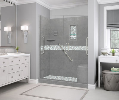 Freedom Del Mar Mosaic Wet Cement 60" Alcove Stone Shower Enclosure Kit