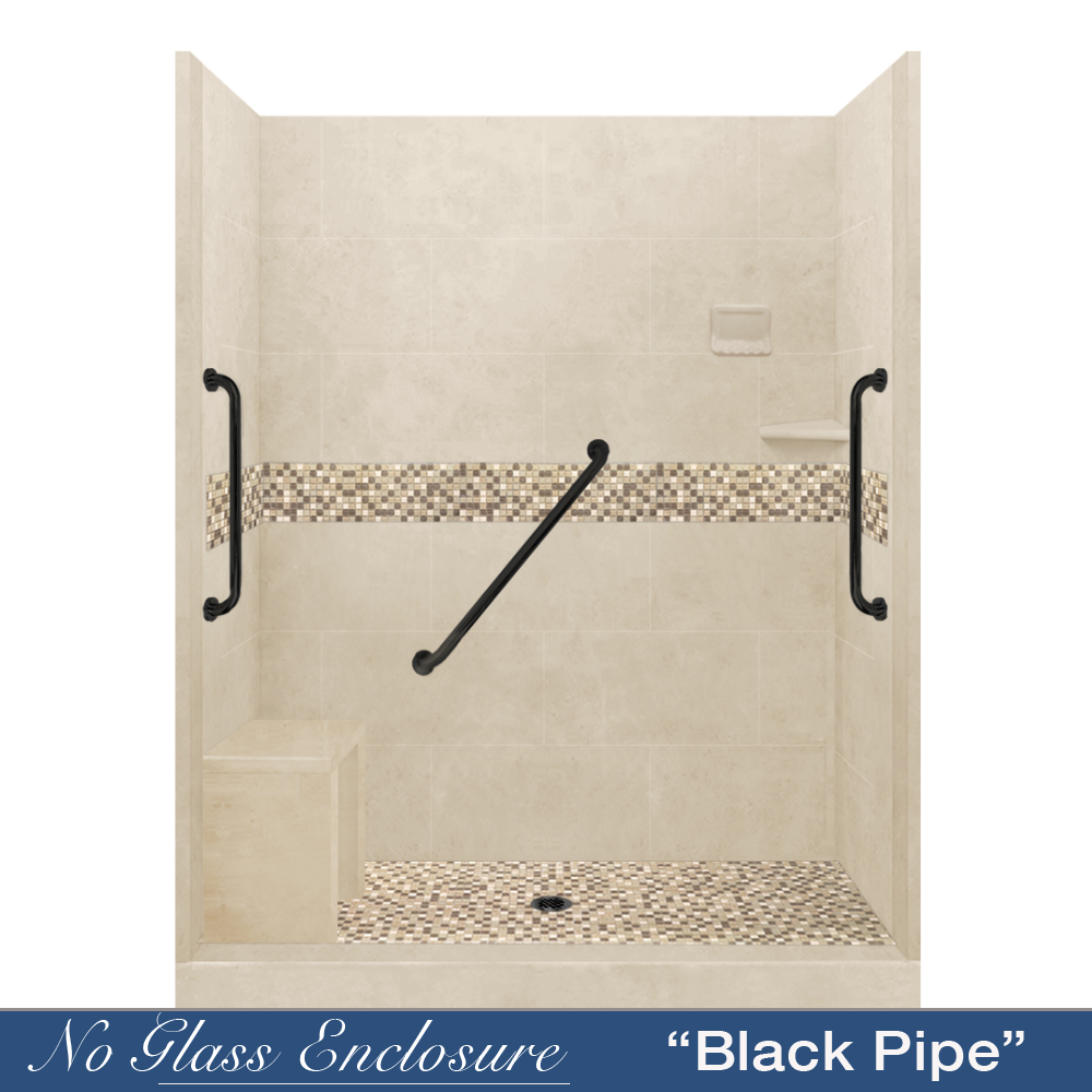 Freedom Standard Roma Mosaic Desert Sand 60" Alcove Shower Kit  testing shower - American Bath Factory