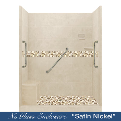 Freedom Standard Tuscany Mosaic Desert Sand 60" Alcove Shower Kit  testing shower - American Bath Factory