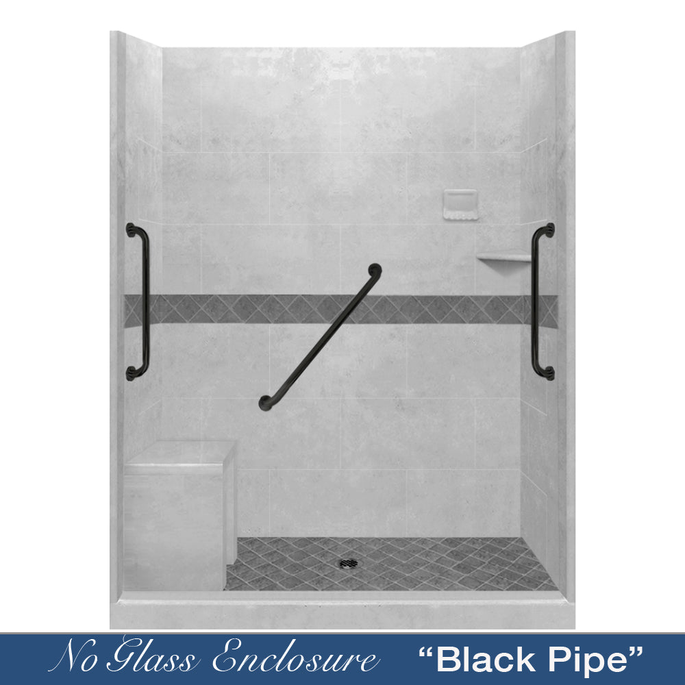 Freedom Standard Diamond Portland Cement 60" Alcove Shower Kit  testing shower - American Bath Factory