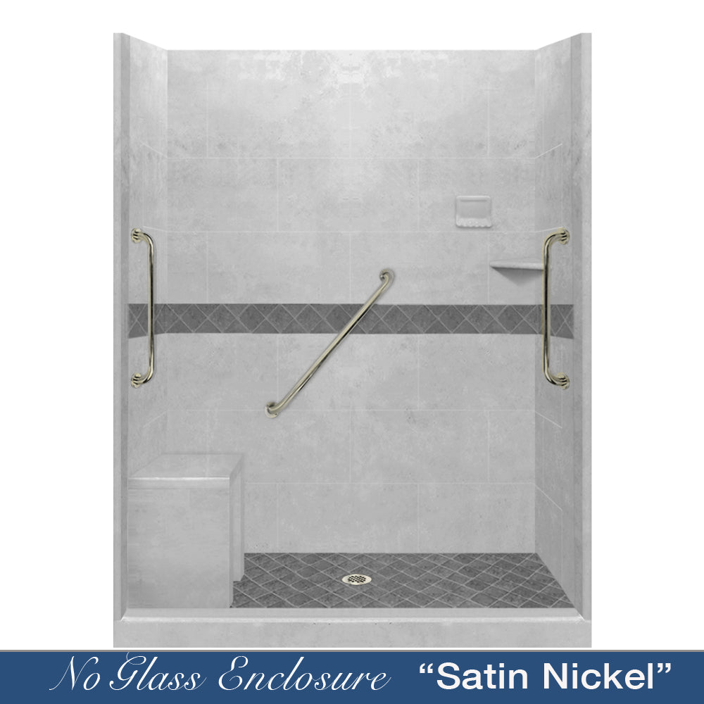 Freedom Standard Diamond Portland Cement 60" Alcove Shower Kit  testing shower - American Bath Factory