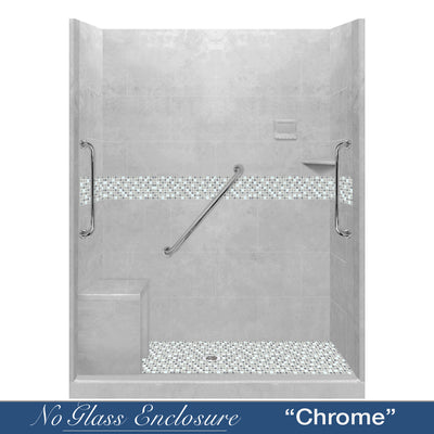 Freedom Standard Portland Cement Del Mar Mosaic Wet Cement 60" Alcove Shower Kit  testing shower - American Bath Factory
