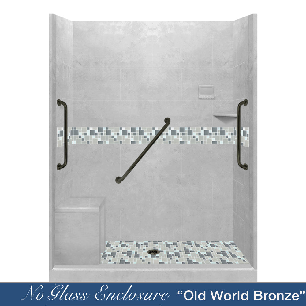 Freedom Standard Newport Portland Cement 60" Alcove Shower Kit  testing shower - American Bath Factory