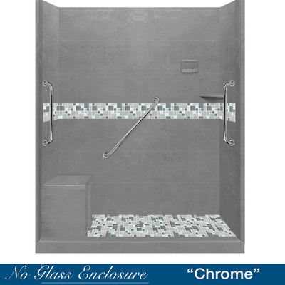 Clearance 52-Freedom Standard Newport Wet Cement 60" x 42" Alcove Shower Kit Left Drain -