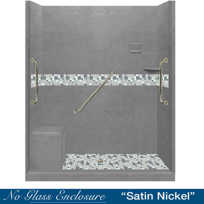Clearance 52-Freedom Standard Newport Wet Cement 60" x 42" Alcove Shower Kit Left Drain -