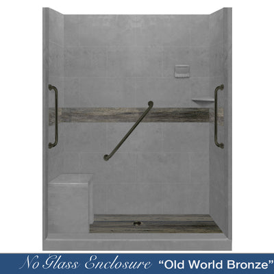 Freedom Standard Seasoned Wood Wet Cement  60" Alcove Shower Enclosure Kit