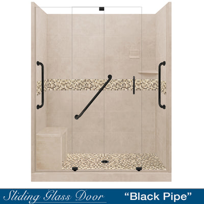 Freedom Standard Roma Mosaic Brown Sugar 60" Alcove Shower Kit  testing shower - American Bath Factory