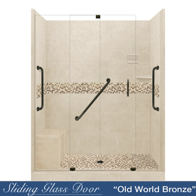 Freedom Standard Roma Mosaic Desert Sand 60" Alcove Shower Kit  testing shower - American Bath Factory