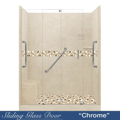 SPECIAL-Tuscany Mosaic Desert Sand 60" Alcove Stone Shower Kit