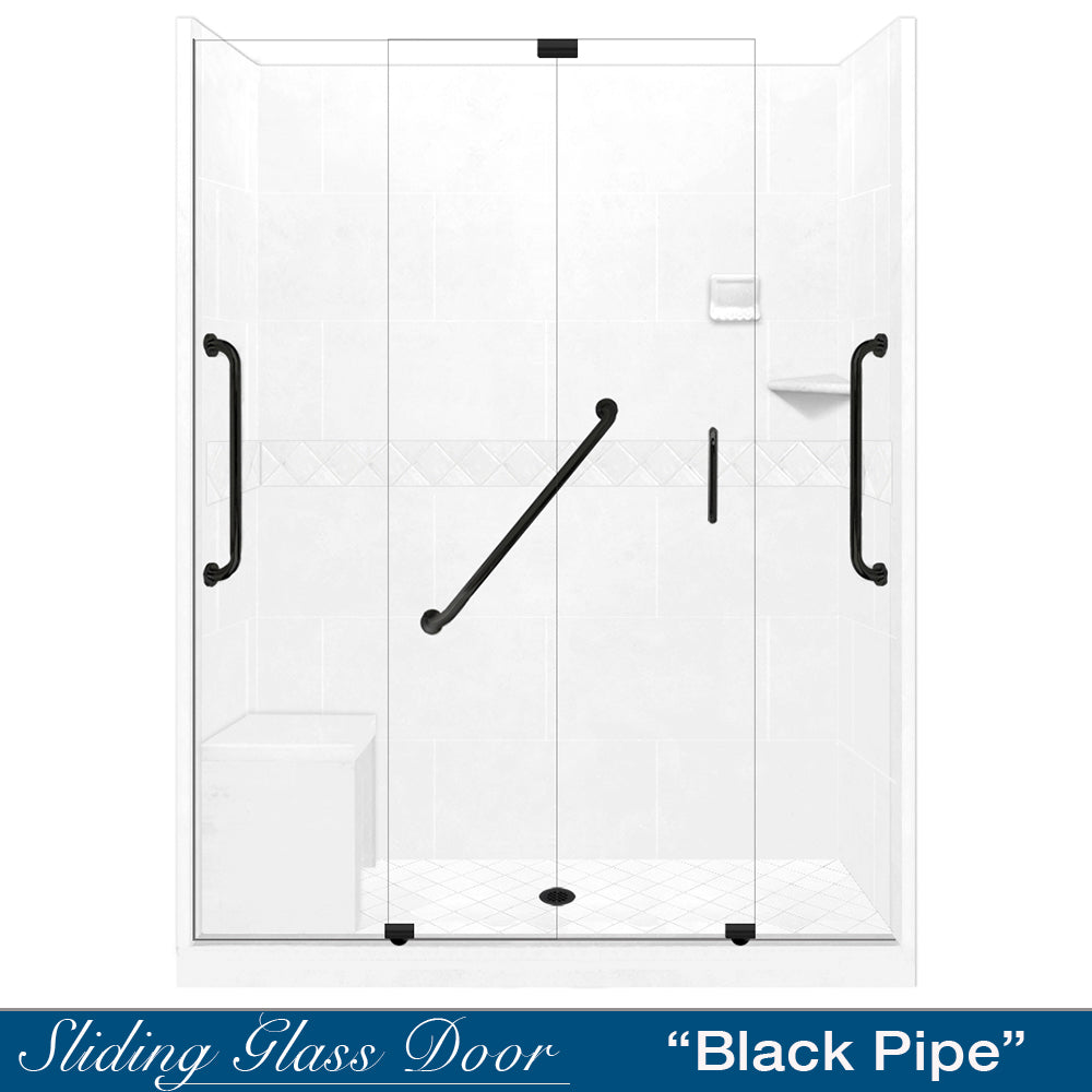 Freedom Standard Diamond Natural Buff 60" Alcove Shower Kit  testing shower - American Bath Factory