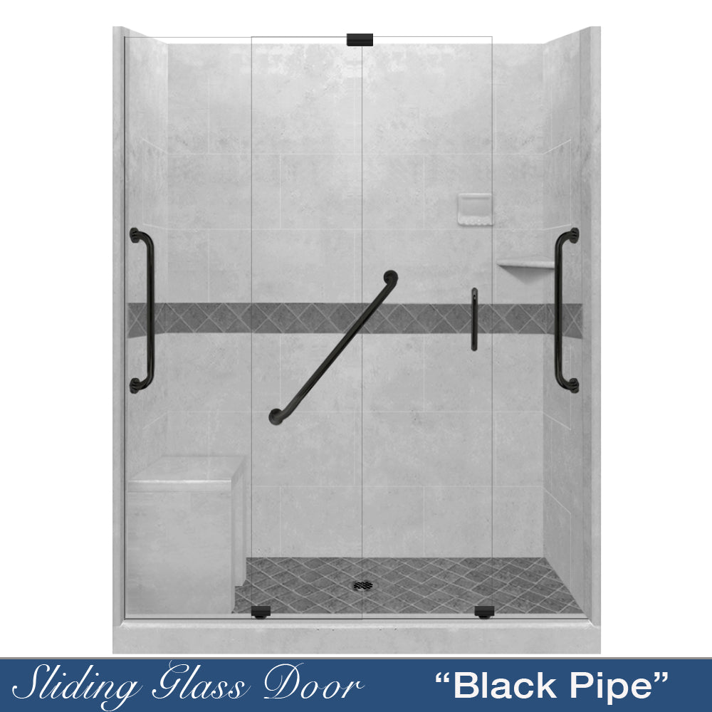 Freedom Standard Diamond Portland Cement 60" Alcove Shower Kit  testing shower - American Bath Factory