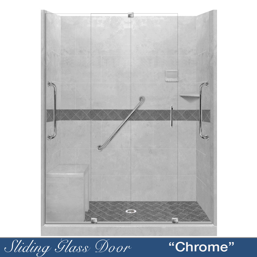 Freedom Standard Diamond Portland Cement 60" Alcove Shower Kit  testing shower - American Bath Factory