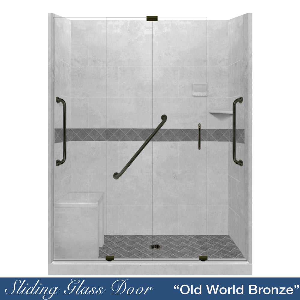 Freedom Standard Diamond Portland Cement 60" Alcove Shower Kit  testing shower - American Bath Factory