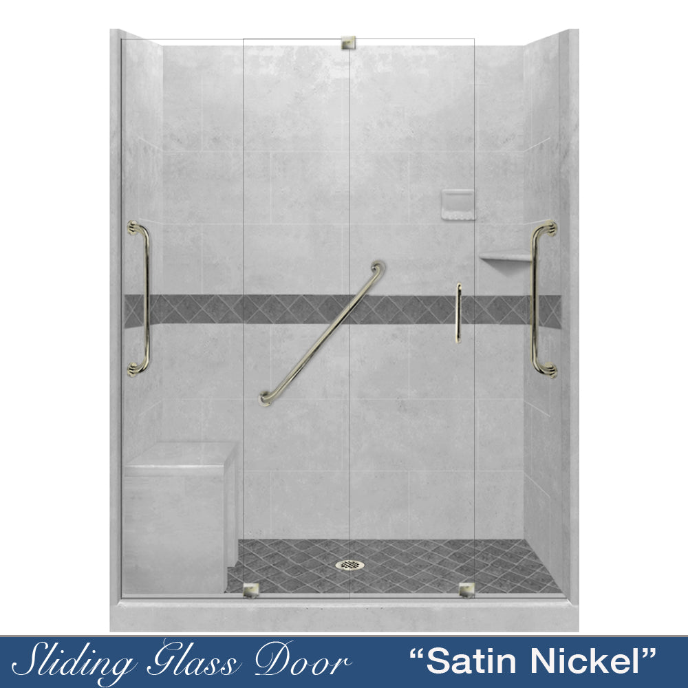 Freedom Standard Diamond Portland Cement 60" Alcove Shower Kit  testing shower - American Bath Factory