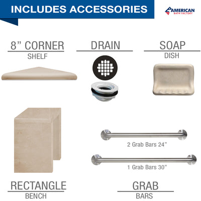 Freedom Standard Diamond Desert Sand 60" Alcove Shower Kit  testing shower - American Bath Factory