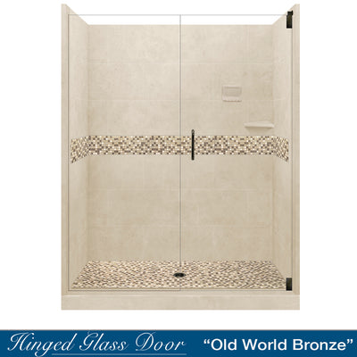 Roma Mosaic Desert Sand 60" Alcove Shower Kit  testing shower - American Bath Factory