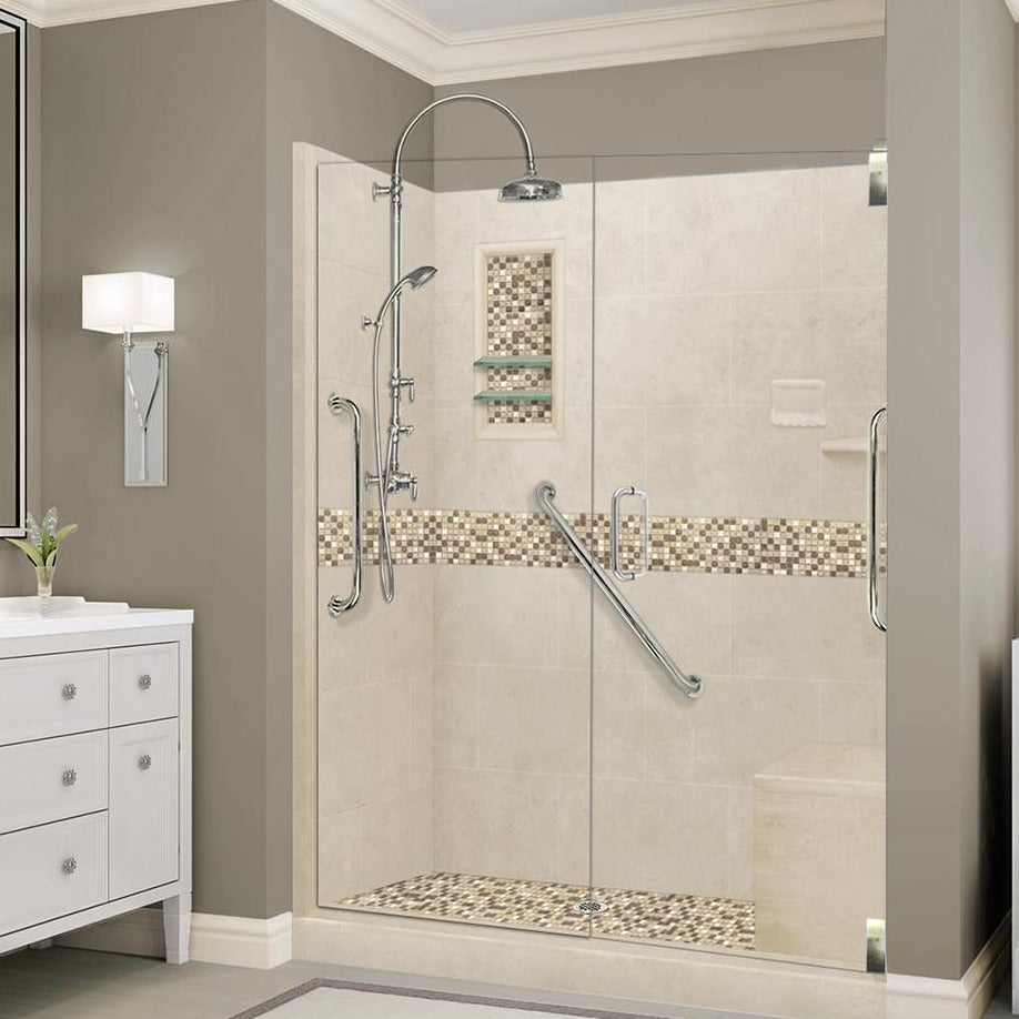 Freedom Standard Roma Mosaic Desert Sand 60" Alcove Shower Kit  testing shower - American Bath Factory