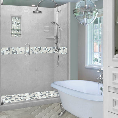 Newport Mosaic Portland Cement 60" Alcove Shower Kit  testing shower - American Bath Factory