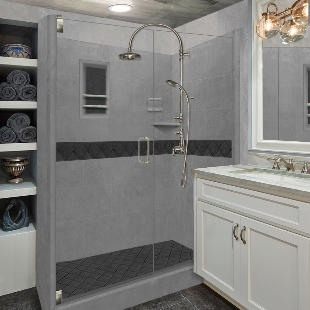 Diamond Wet Cement 60" Alcove Shower Kit  testing shower - American Bath Factory