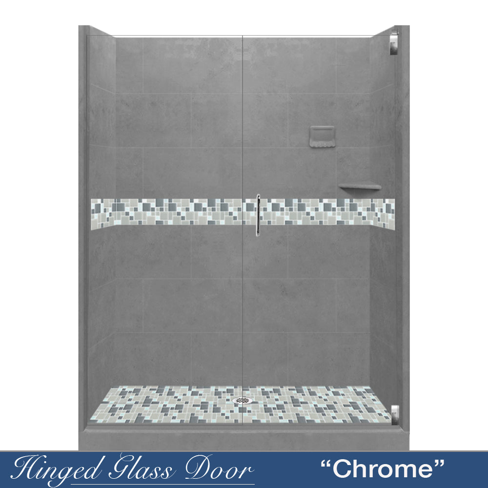 Newport Mosaic Wet Cement 60" Alcove Shower Kit  testing shower - American Bath Factory