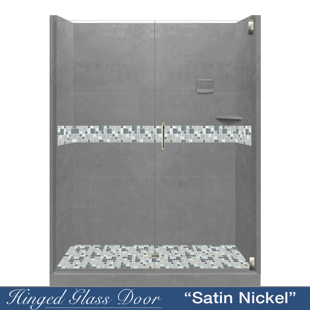 Newport Mosaic Wet Cement 60" Alcove Shower Kit  testing shower - American Bath Factory