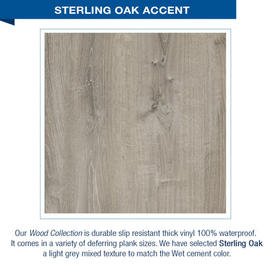 Sterling Oak Portland Cement  60" Alcove Stone Shower Kit
