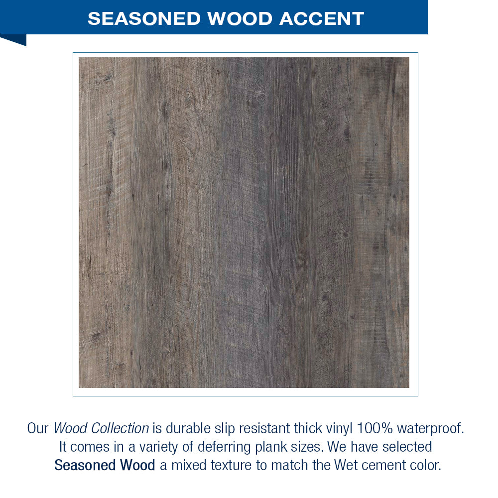 Seasoned Wood Wet Cement  60" Alcove Stone Shower Kit