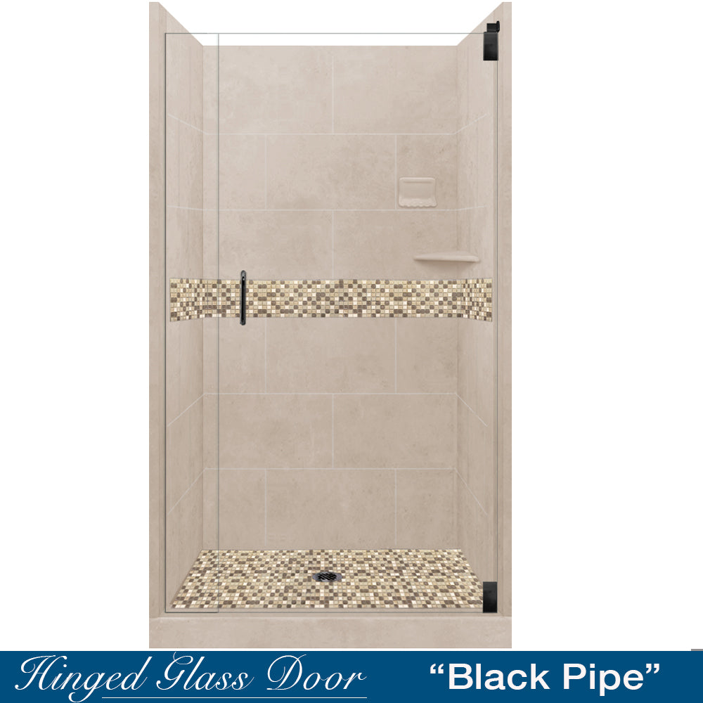 Alcove Brown Sugar Sistine Stone & Roma Mosaic Accent Shower Remodel Kit