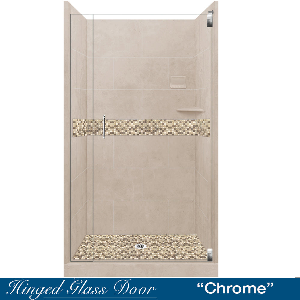 Alcove Brown Sugar Sistine Stone & Roma Mosaic Accent Shower Remodel Kit