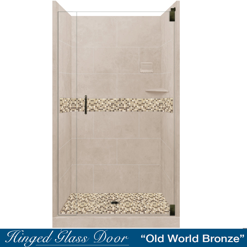 Alcove Brown Sugar Sistine Stone & Roma Mosaic Accent Shower Remodel Kit