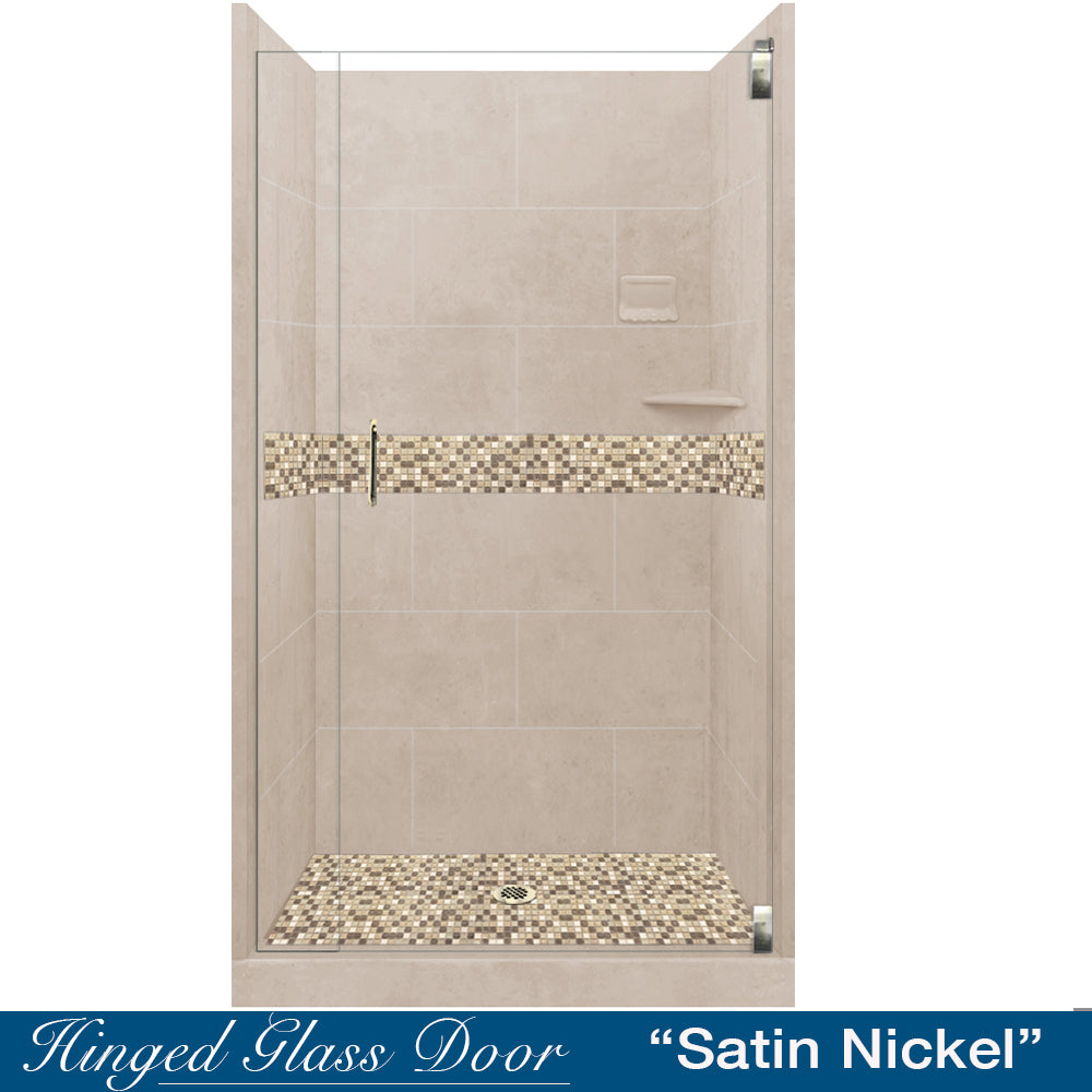 Alcove Brown Sugar Sistine Stone & Roma Mosaic Accent Shower Remodel Kit