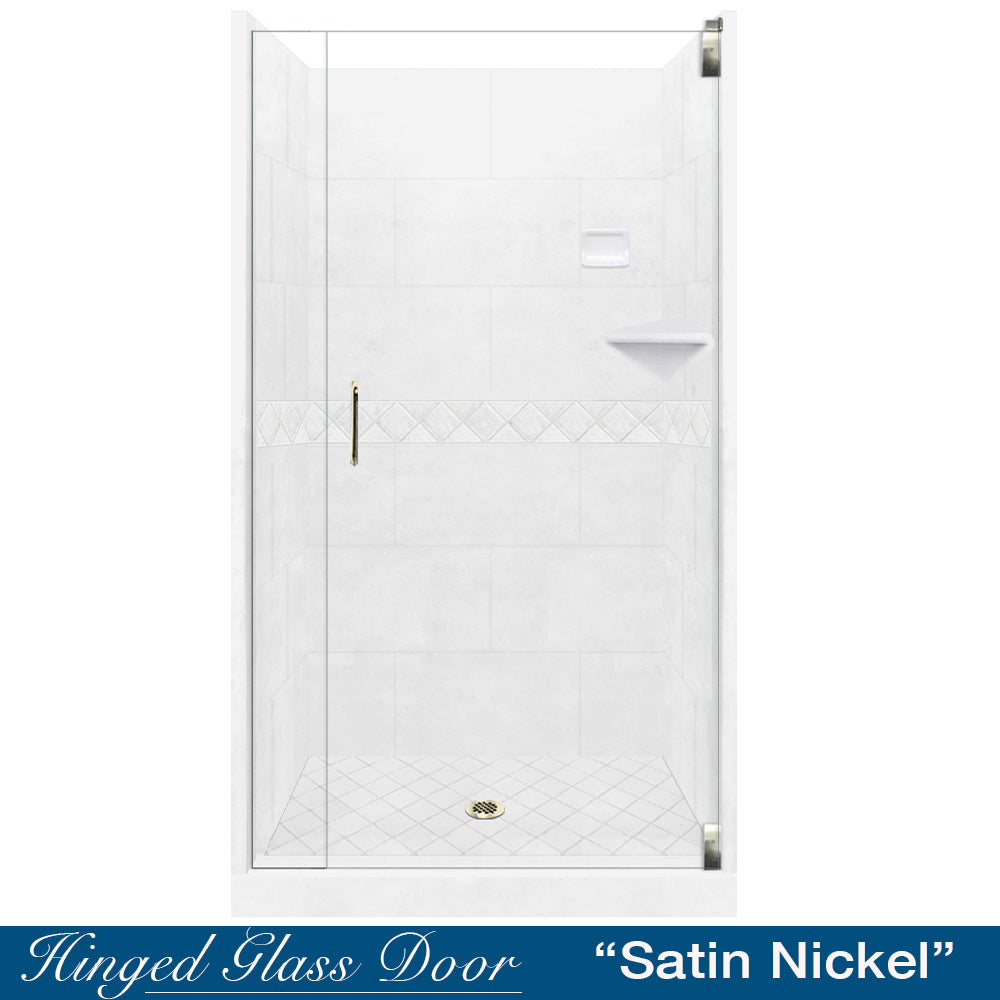 Alcove Natural Buff Sistine Stone & Diamond Stone Accent ("DIY Shower Remodel Kit")