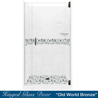 Newport Mosaic Natural Buff Small Alcove Shower Enclosure Kit