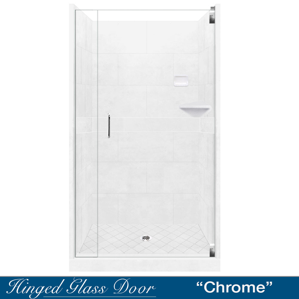 Diamond Solid Natural Buff Small Alcove Shower Enclosure Kit
