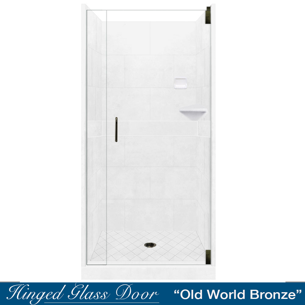 Diamond Solid Natural Buff Small Alcove Shower Enclosure Kit