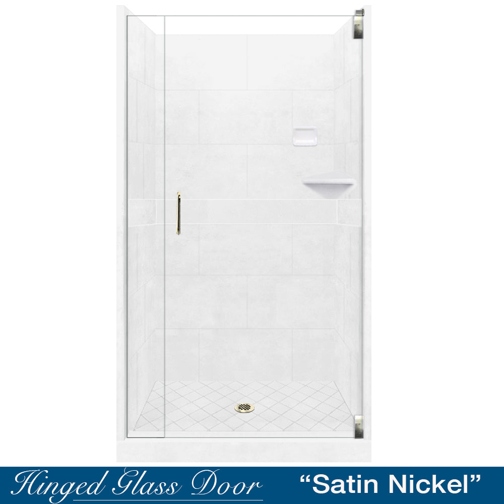 Diamond Solid Natural Buff Small Alcove Shower Enclosure Kit