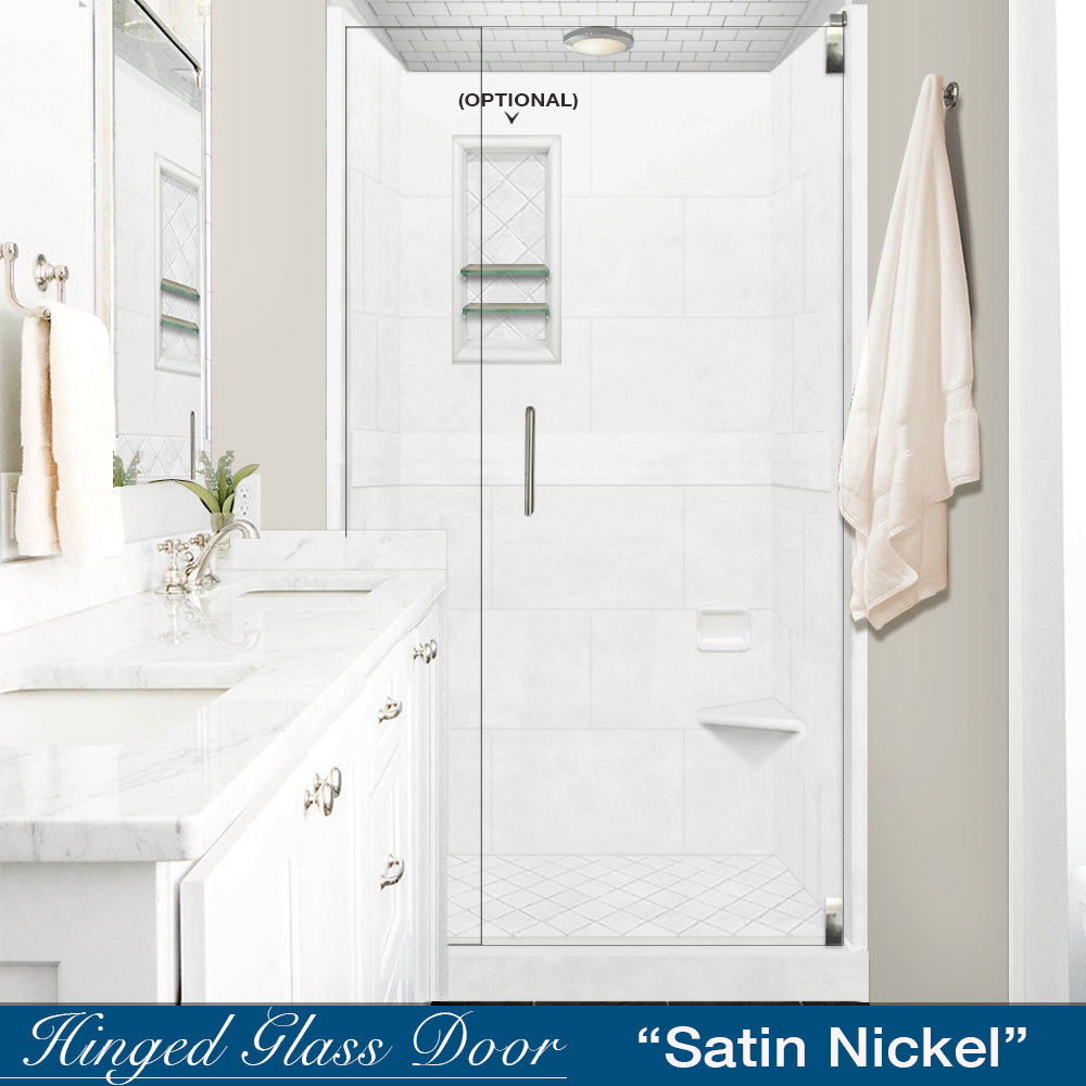 Diamond Solid Natural Buff Small Alcove Shower Enclosure Kit
