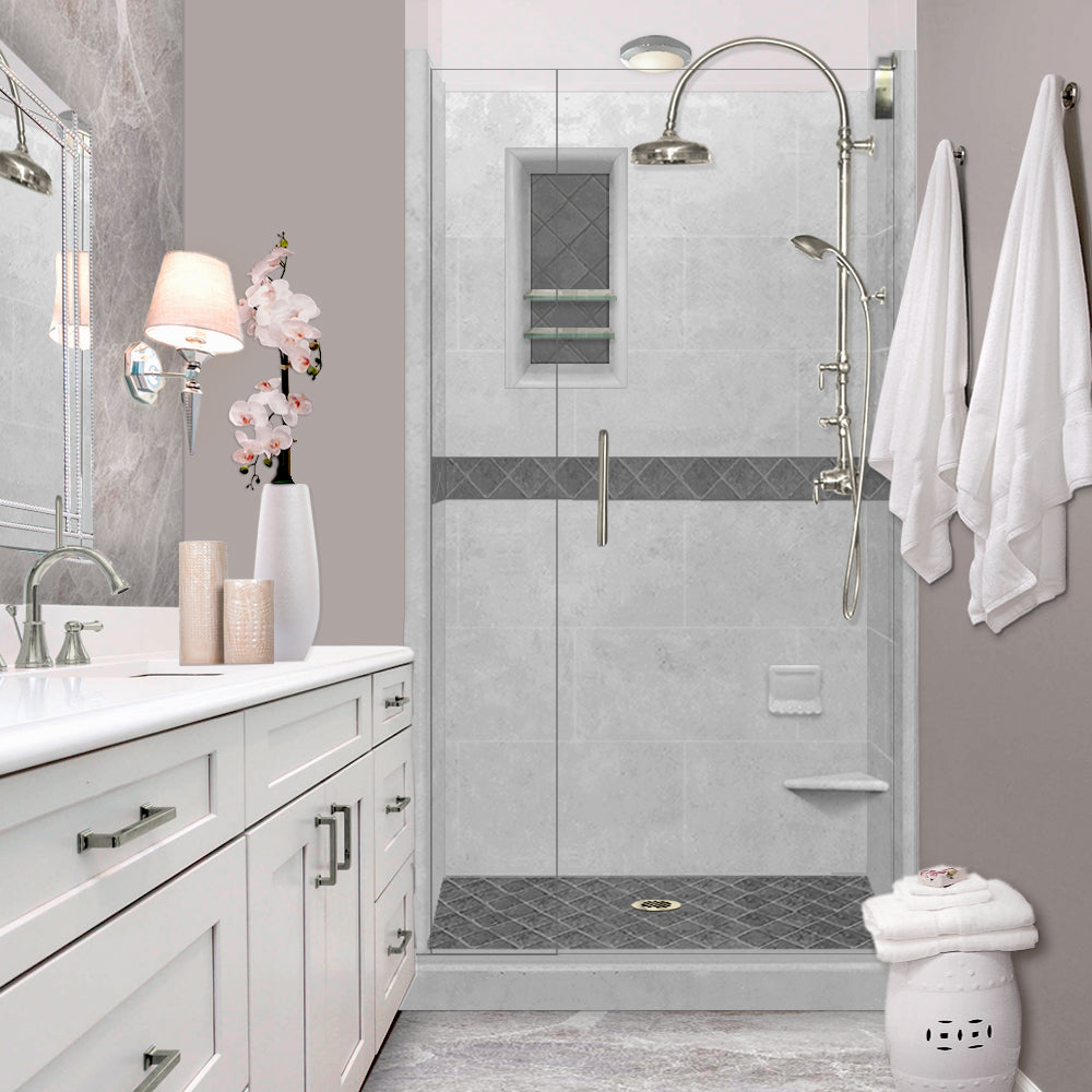 Alcove Portland Cement Sistine Stone & Diamond Stone Accent ("DIY Shower Remodel Kit")