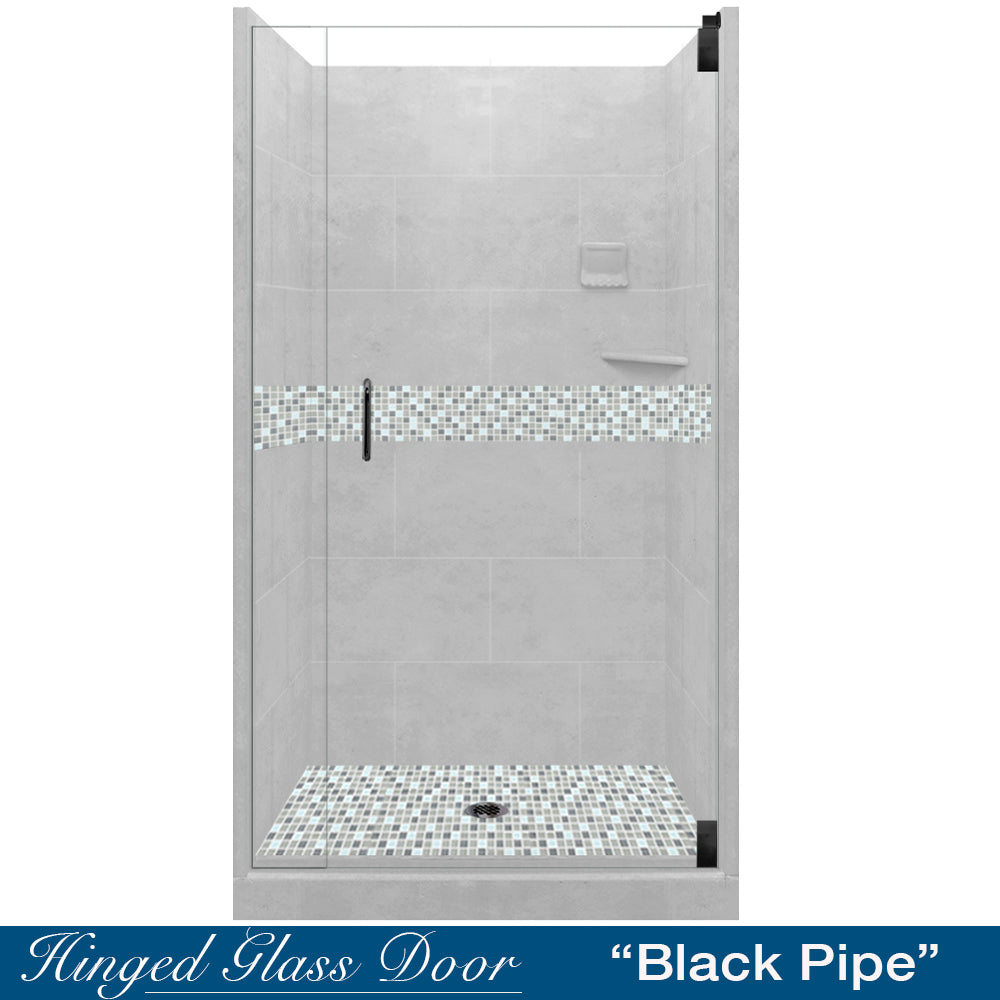 Alcove Portland Cement Sistine Stone & Del Mar Mosaic Accent Shower Remodel Kit