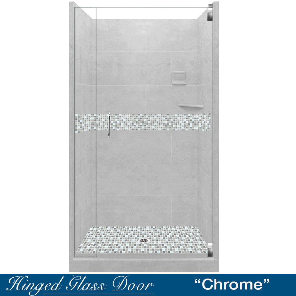 Alcove Portland Cement Sistine Stone & Del Mar Mosaic Accent Shower Remodel Kit