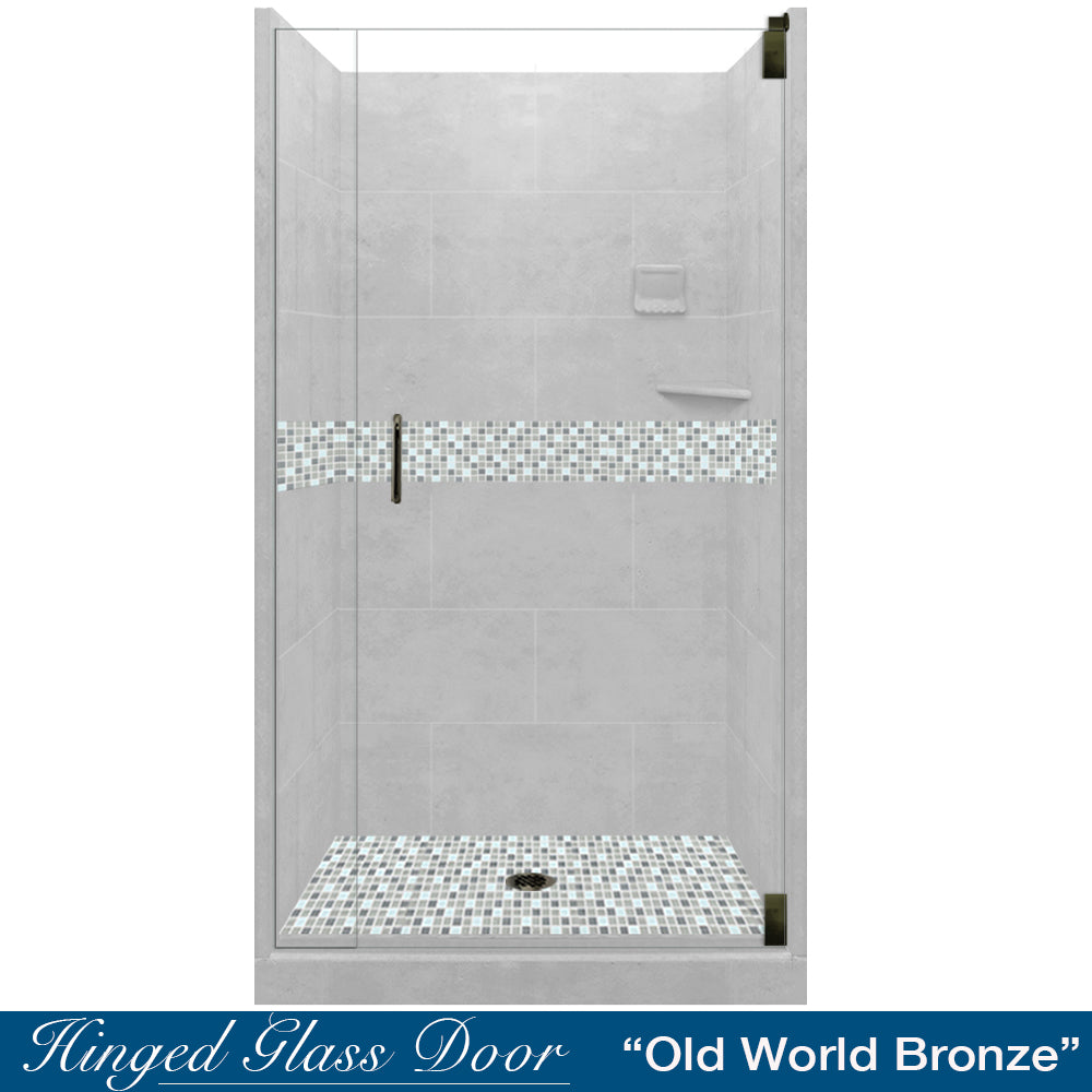 Alcove Portland Cement Sistine Stone & Del Mar Mosaic Accent Shower Remodel Kit