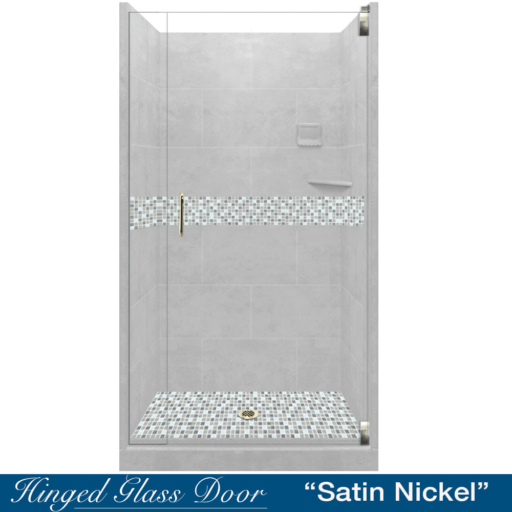 Alcove Portland Cement Sistine Stone & Del Mar Mosaic Accent Shower Remodel Kit