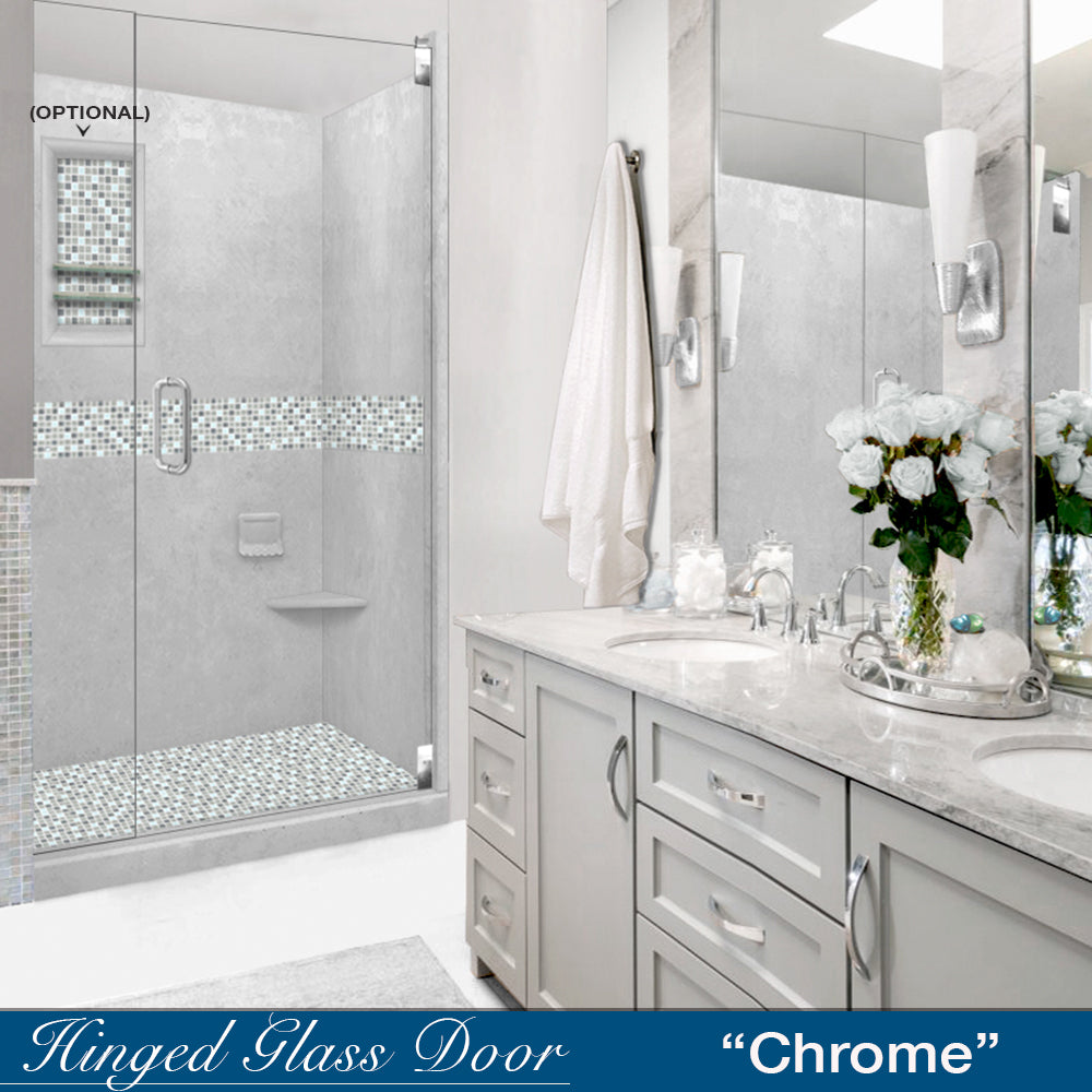 Alcove Portland Cement Sistine Stone & Del Mar Mosaic Accent Shower Remodel Kit