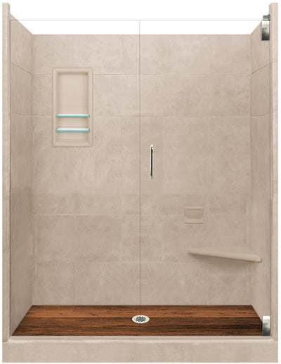 Stone & Wood Shower Kit LifeProof Burnt Oak 60 x 30 Grand Alcove  Google Ad Shower - American Bath Factory