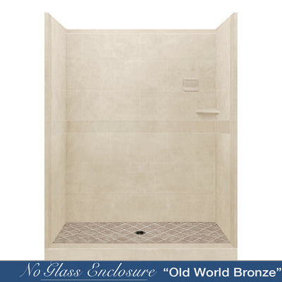 Diamond Solid Desert Sand 60" Alcove Shower Kit  testing shower - American Bath Factory