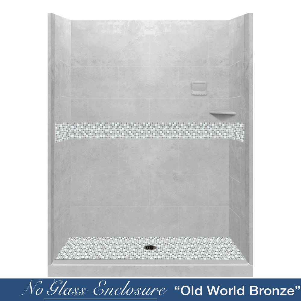 Del Mar Portland Cement Buff 60" Alcove Shower Kit  testing shower - American Bath Factory