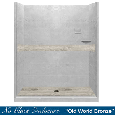 Sterling Oak Portland Cement  60" Alcove Stone Shower Kit