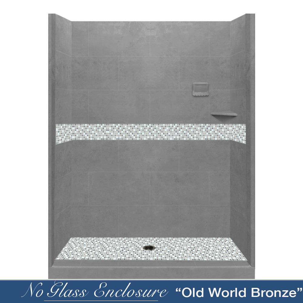 Del Mar Wet Cement Buff 60" Alcove Shower Kit  testing shower - American Bath Factory