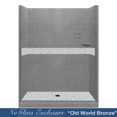 Del Mar Wet Cement Buff 60" Alcove Shower Kit  testing shower - American Bath Factory